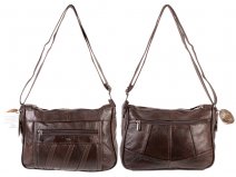 3796 DARK BROWN Cowhide Double Top Zip Bag, Bk, Fnt Zips