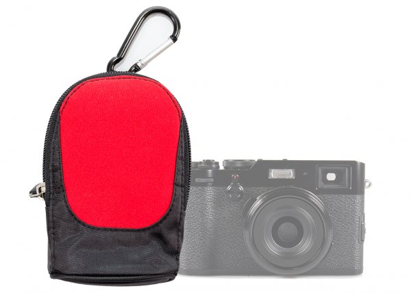 small black red compact camera case