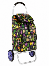 6965 Black with vegetable print 2 Wheel Shopping Trolley