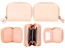 JBPS231 PINK LADIES PURSE WITH 3 ZIP SECTIONS