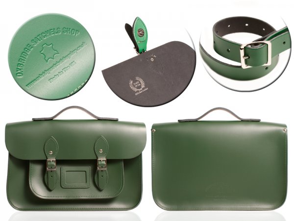 15 RACING GREEN MAGNETIC SATCHEL W/HANDLE