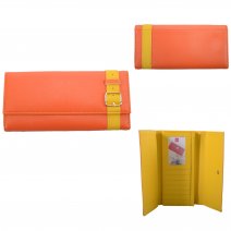 NQ13045 ORANGE AND MUSTARD FAUX LEATHER WALLET WITH MULTIPLE CAR