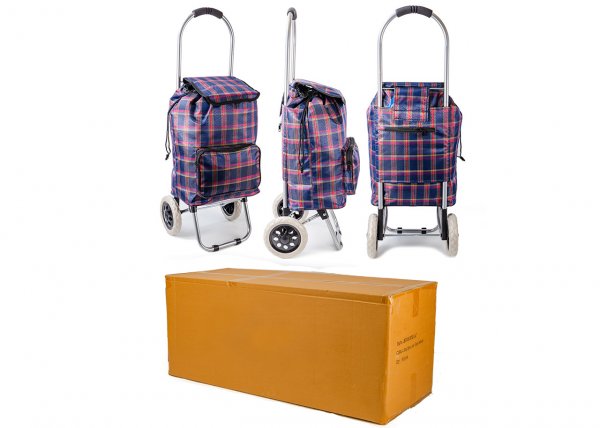 ST-03-CH NAVY CHECK 2 WHEEL SHOPPING TROLLEY BOX 10 PCS