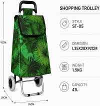 LL-ST05 GREEN PAM 2 WHEEL SHOPPING TROLLEY