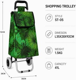 LL-ST05 GREEN PAM 2 WHEEL SHOPPING TROLLEY