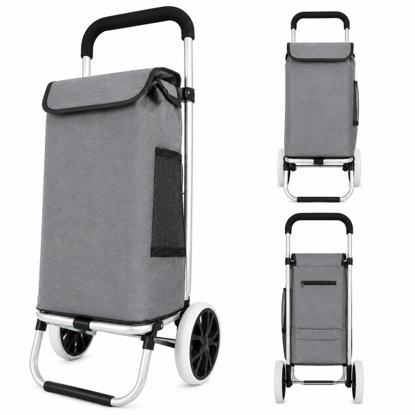 6955 GREY 2 WHEEL SHOPPING TROLLEY