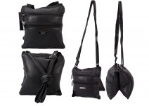 5860 B BLK SMALL TWIN SECTION PU BAG WTH 4 ZIPS