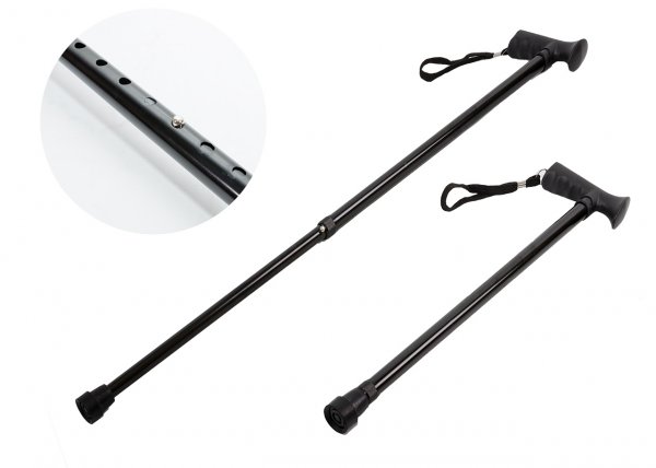 2885 Extendable Walking Stick With a Soft Grip Handle BLACK