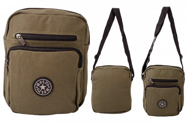 LL-169 GREEN CANVAS SHOULDER BAG