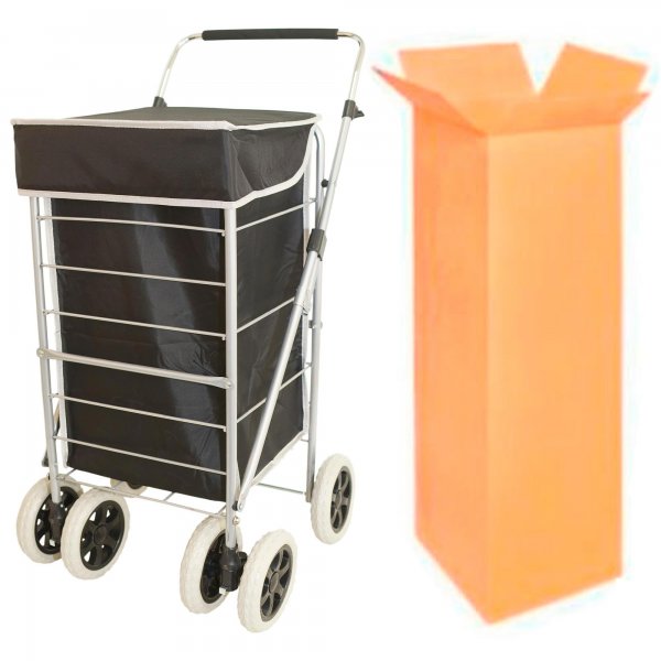 ST-SIX-01 ASSORTED BLACK G 6-WHEEL SHOPPING TROLLEY BOX OF 4