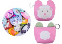 7091 SHEEP Printed Coin Purse with Straigh Zip