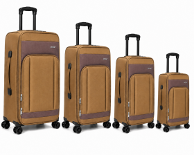 J-4021 Coffee JustPack Expandable Suitcase Set of 4