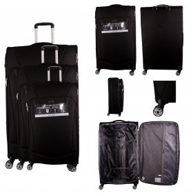 T-SC-02 BLACK SET OF 3 TRAVEL TROLLEY SUITCASES