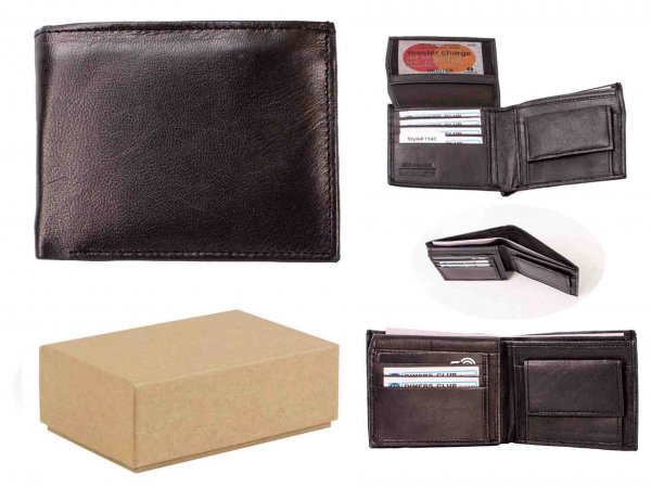 1143 RFID BLACK S NAPPA INNER ZIP CN PKT & FLAP BOX OF 12 WALLET