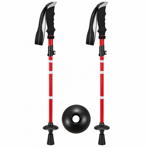 2892-Pair Red Premium Folding Trekking Poles (New)