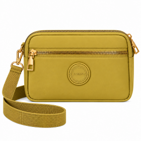 2439 Yellow Triple Zip Round XBody Bag With Wrist Strap (New)