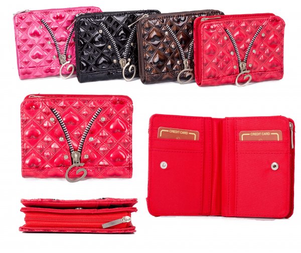 PU-28 RED PU PURSE W/ ZIP AND C.CARD HOLDERS