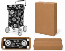 6967 Black Floral 4 wheel cage Shopping Trolley