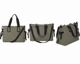 2312 Olive Grey Large Top Zip Tote / Travel Bag