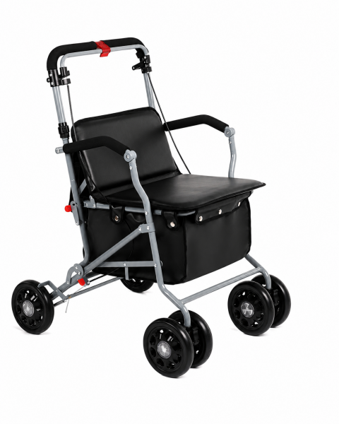 6980 Black Heavy Duty Shopping Trolley with Seat