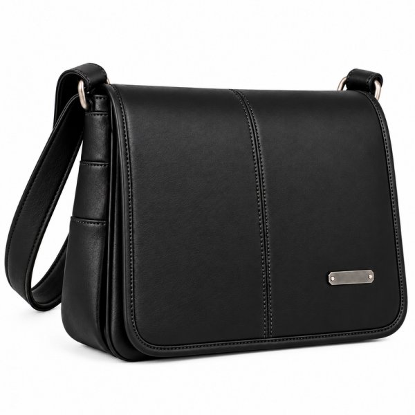 1951 Black S.Nippa Twin Zip Flpover With Back Zip Shoulder Bag N