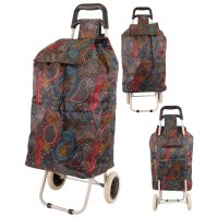 MS-001 FLOWER PATTERN RED AND BLUE TWO-WHEELED TROLLEY