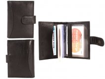 1165 RFID - S.Nappa 14 Leaf C.Card Case, ID Window BLACK