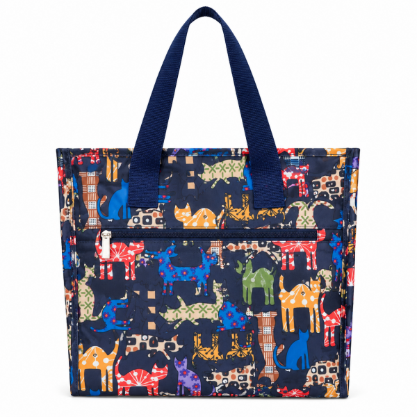 LL-7433P2 NAVY CATS SHOPPING BAG
