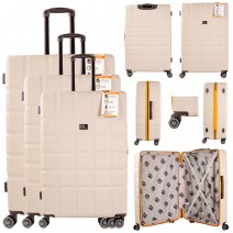 JB2074 CHAMPANGE SET OF 3 TRAVEL TROLLEY SUITCASE