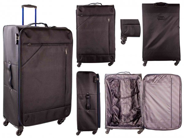 7004 BLACK/NAVY 32'' LIGHTWEIGHT TRAVEL TROLLEY SUITCASE