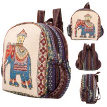 LL-220 CREAM ELEPHANT CANVAS BACKPACK