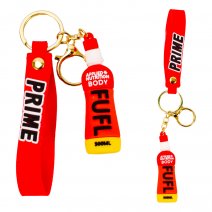 PRIME DRINK RED/YELLOW FULL BOTTLE FASHION METAL/RUBBER KEYCHAIN