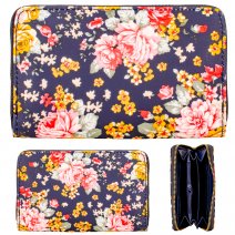 LW198 NAVY FLORAL MEDIUM PURSE W/COIN SECTION