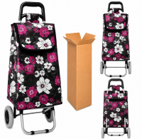 LL-ST05 BLACK PINK FLOWER PRINT 2 WHEEL SHOPPING TROLLEY BOXOF10 LL-ST05 BLACK PINK FLOWER PRINT 2 WHEEL SHOPPING TROLLEY BOXOF10