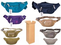 2521 ASSORTED CRINKLED NYLON BUMBAG WITH 4 ZIP POCKETS BOX OF 12