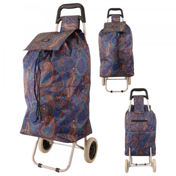 MS-001 FLOWER PATTERN PURPLE TWO-WHEELED TROLLEY