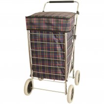 ST-FOUR-01 NAVY CHECKERED SHOPPING TROLLEY