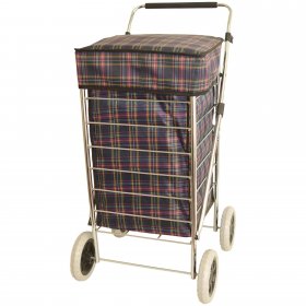 ST-FOUR-01 NAVY CHECKERED SHOPPING TROLLEY