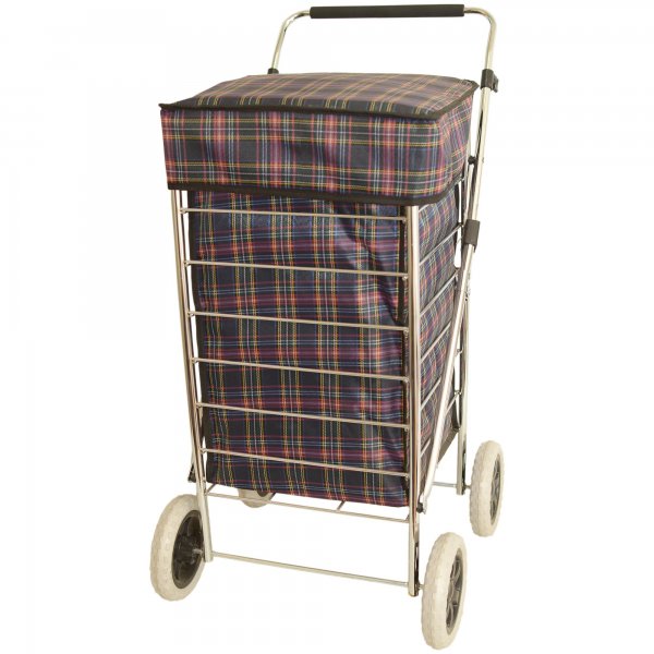 ST-FOUR-01 NAVY CHECKERED SHOPPING TROLLEY