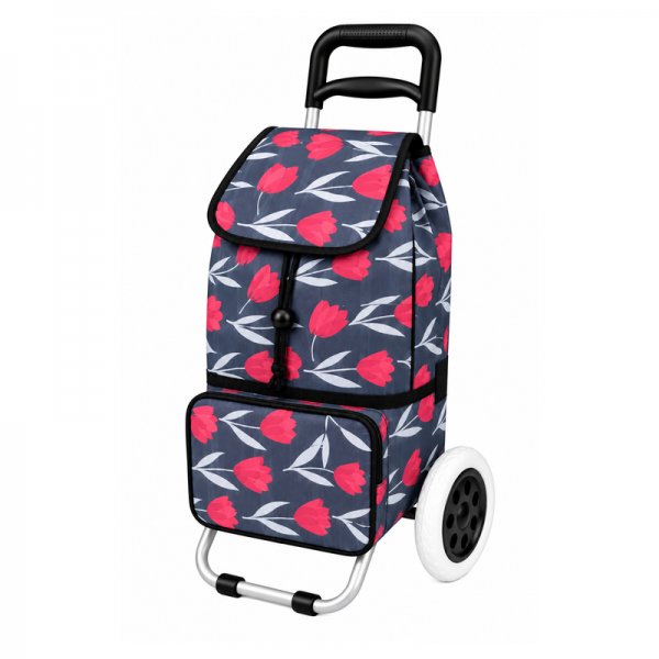 ST-02 Black Flower 2 Wheeler Shopping Trolley (New)