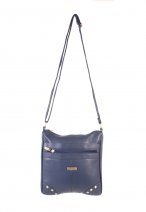 5861 BLUE Multi Zip PU Cross-Body Bag with Studs