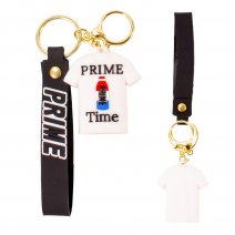 PRIME DRINK WHT/BLK T-SHIRT STYLE FASHION METAL/RUBBER KEYCHAIN