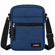 2513 Navy Small Bag With 2 Top Zips & Front Pocket (New)