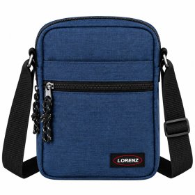 2513 Navy Small Bag With 2 Top Zips & Front Pocket (New)