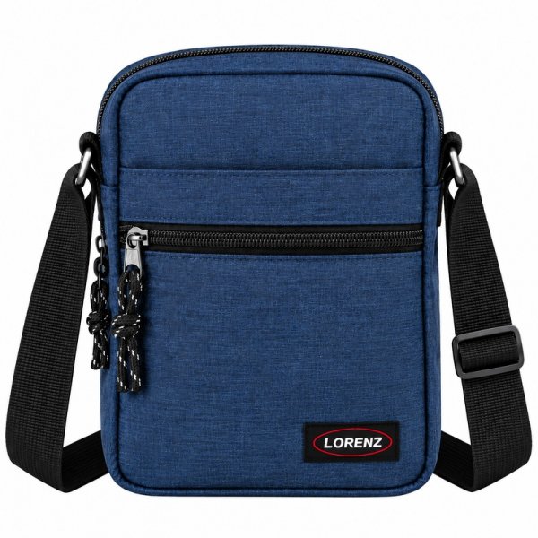 2513 Navy Small Bag With 2 Top Zips & Front Pocket (New)