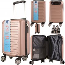 T-HC-US-1615 ROSE GOLD UNDER-SEAT CABIN-SIZE TRAVEL TROLLEY