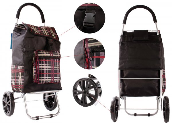 ST-07 RED/MUSTARD CHECK SHOPPING TROLLEY
