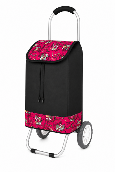 6958 2 WHEEL SHOPPING TROLLEY FUCHSIA OWL