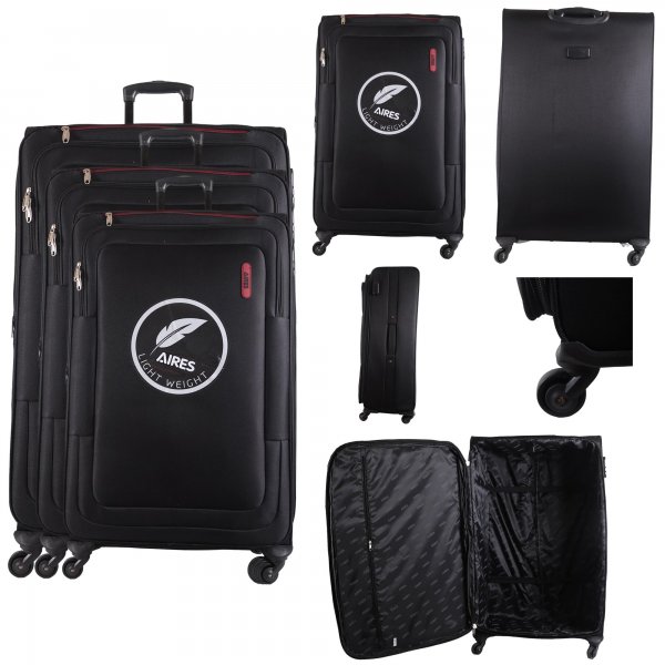AR727 BLACK TRAVEL TROLLEY SUITCASE SET OF 3