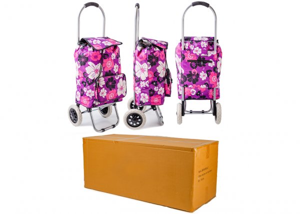 ST-03-FP PURPLE FLOWER PRINT 2 WHEEL SHOPPING TROLLEY BOX 10 PCS